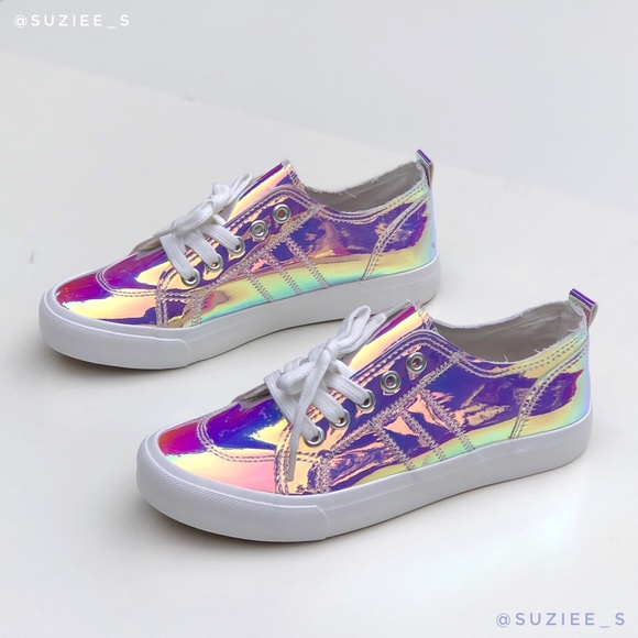 POP Holographic Declan Lace up Sneakers 8 NWT - Picture 3 of 12
